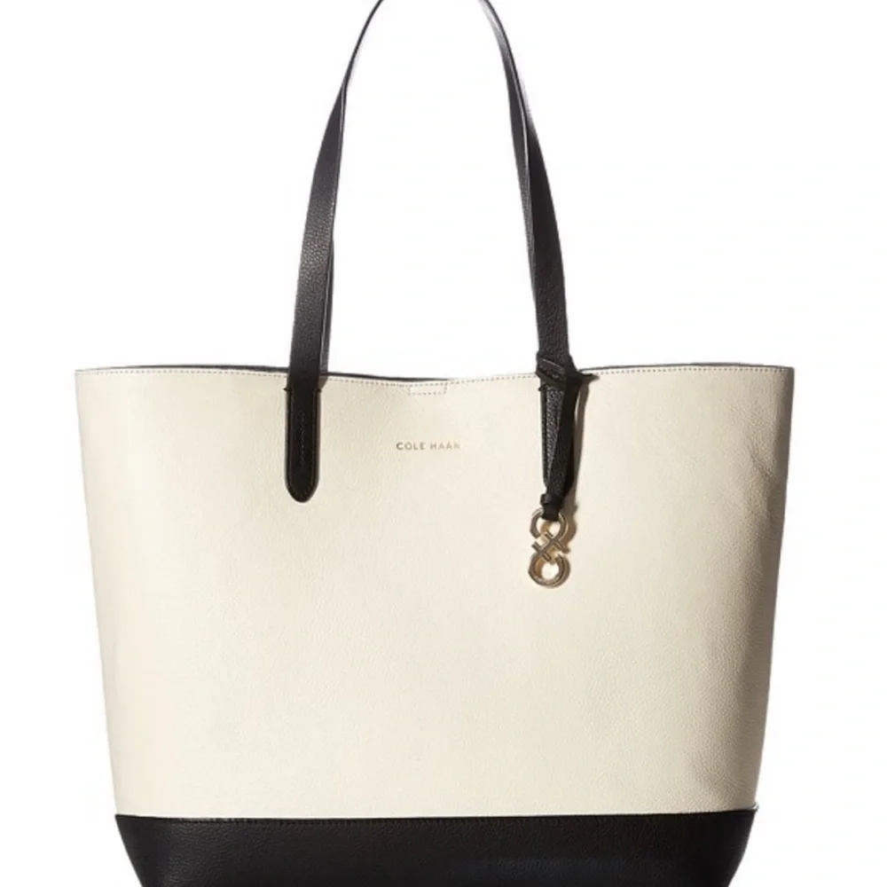 Cole Haan Palermo Silver and Black Two-Tone Leather Tote Bag - Picture 12 of 12